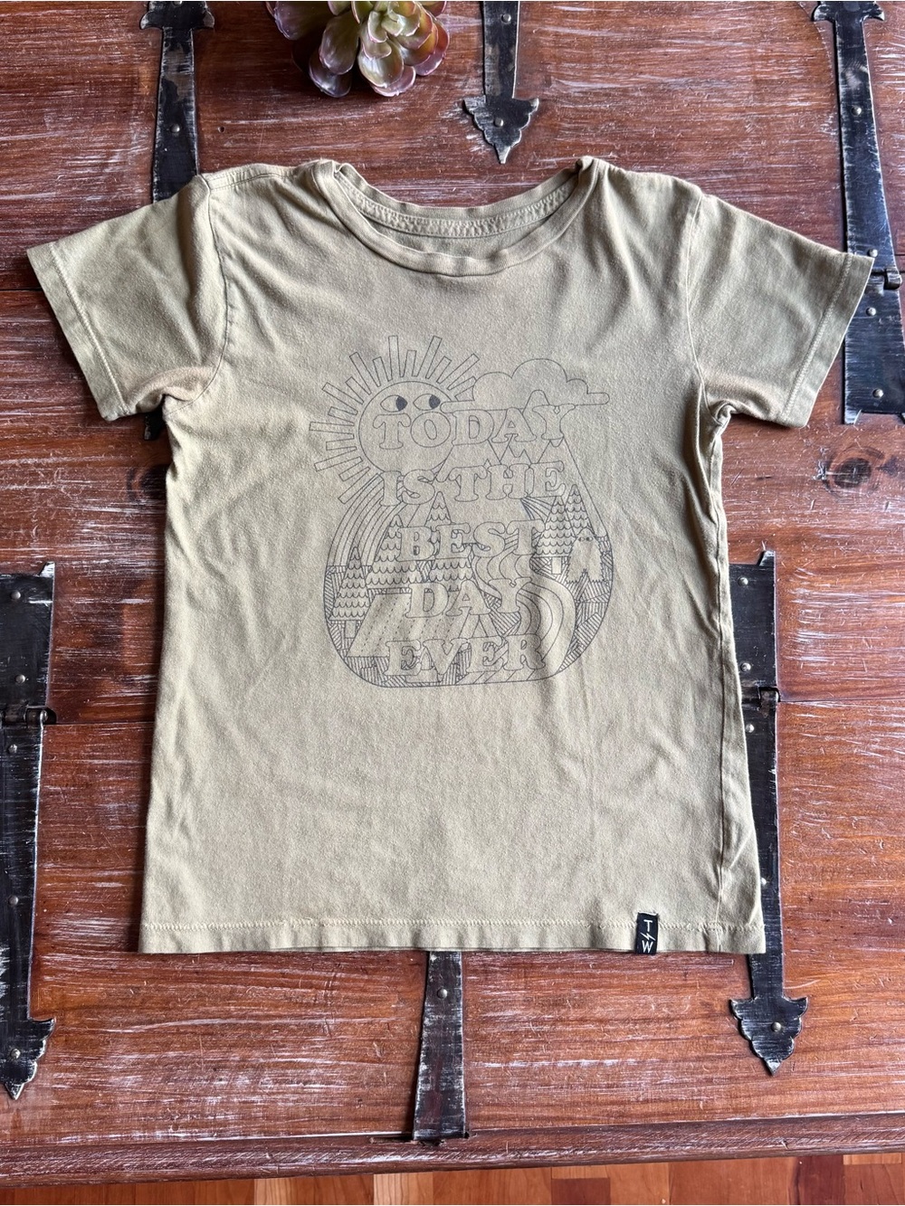 Kids Olive Short-Sleeve Graphic Tee - 'Today Is The Best Day Ever'